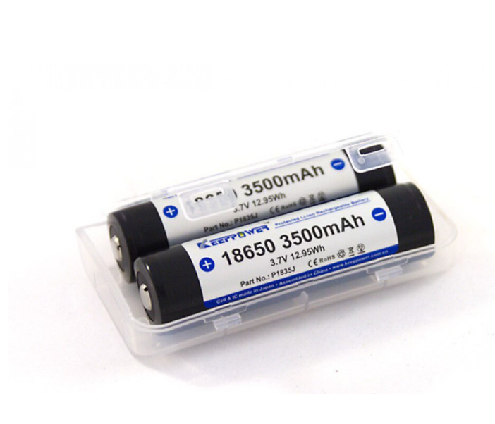 2-Pack KeepPower P1835J 18650 3500mAh Protected Button Top